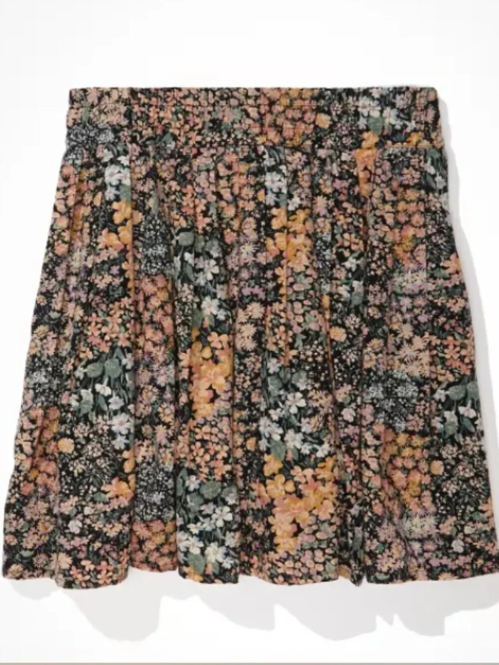 American Eagle Floral Pleated Mini Skirt - Multi-Colored With Black Undertones